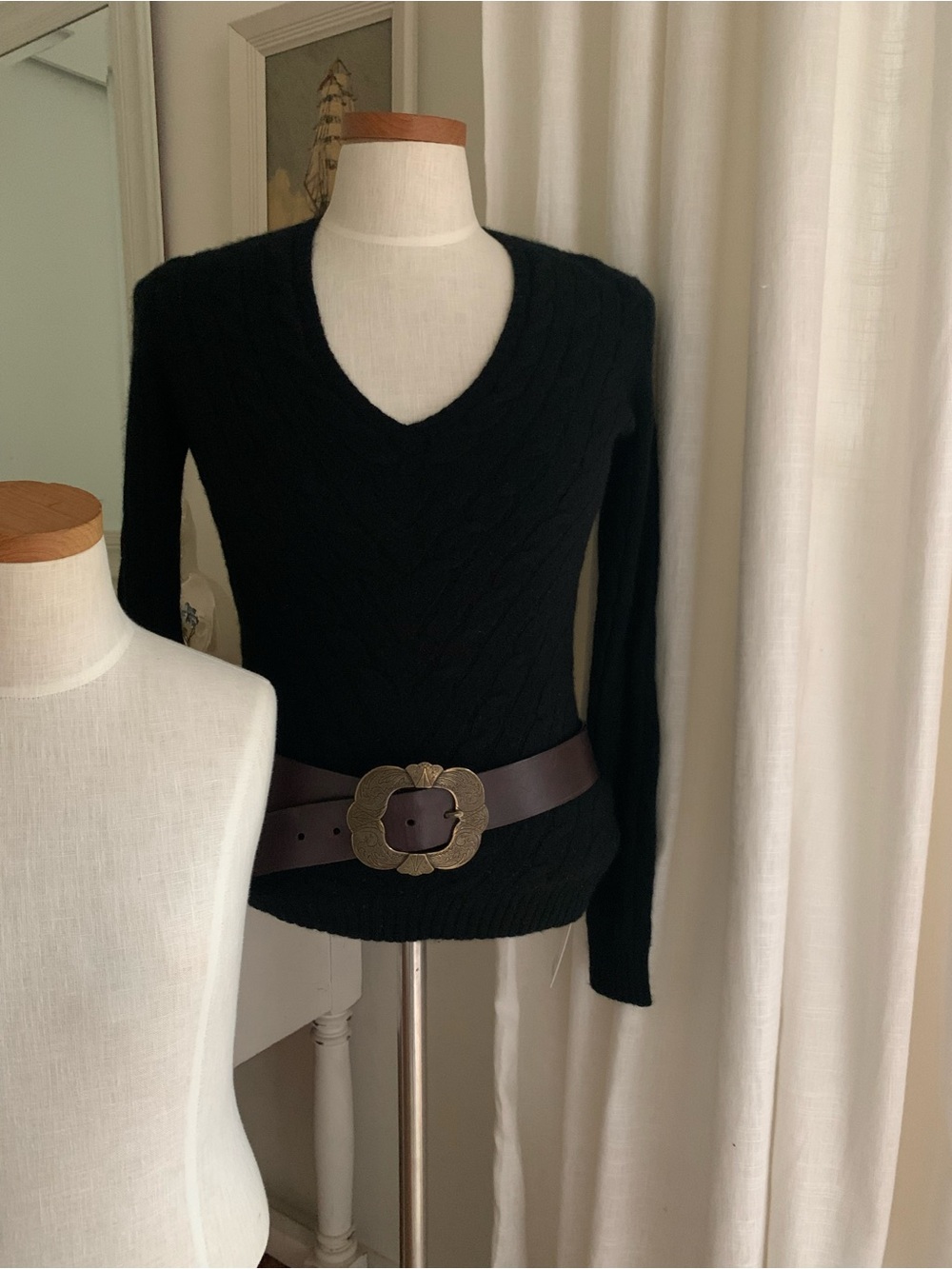 Ralph Lauren Cashmere Black Cable Knit Sweater - Picture 7 of 8